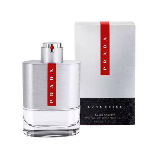 Prada Luna Rossa EDT for Men 3.4 Oz 100 ml -  A refreshing, aromatic scent that blends citrus and herbal accords with a modern musk base.