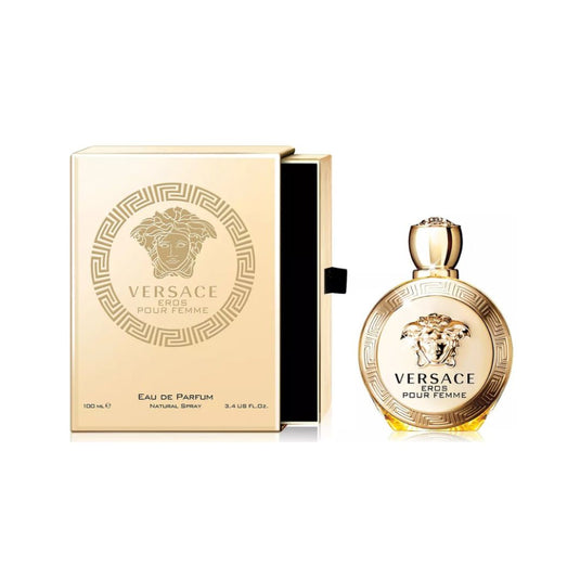 Versace Eros Pour Femme EDP Women 3.4 Oz 100 ml - Blending vibrant notes of Sicilian lemon, jasmine, and sandalwood, this fragrance exudes elegance