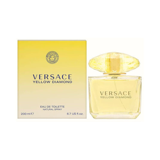 Versace Yellow Diamond EDT Women 6.7 oz 200 ml - Featuring notes of citron, pear, and amber, this radiant fragrance captures the essence of elegance